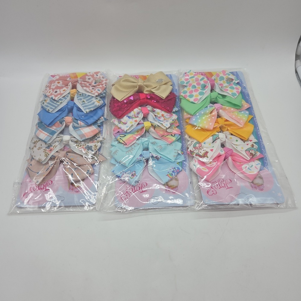 Lot 18ct Jojo Siwa 5" Bows Assorted Styles Unicorn Flowers Sprinkles Pink Blue - Picture 3 of 12